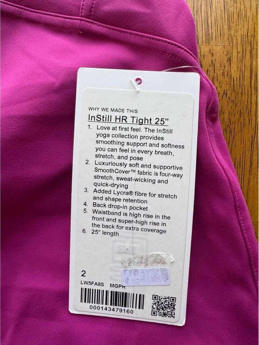 Lululemon Instill HR 25” Magenta Purple NWT Size 2 - Picture 4 of 6